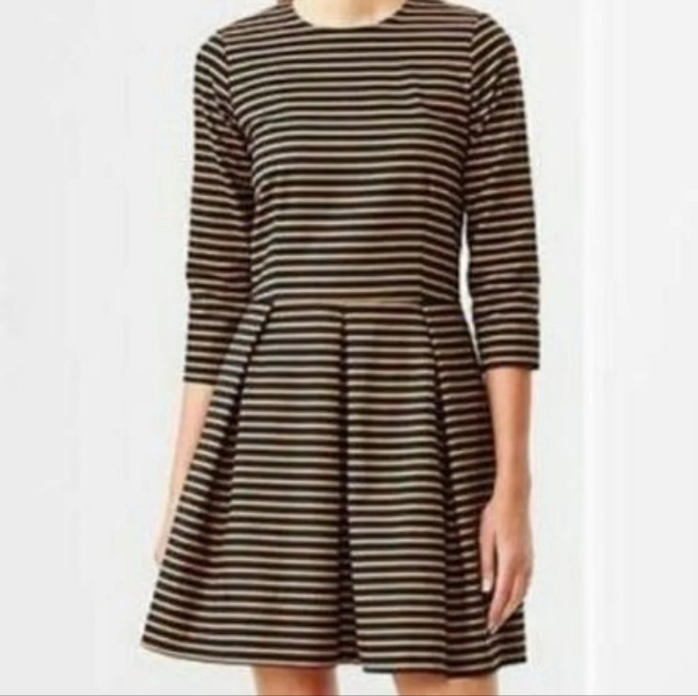 GAP Brown & Black Striped Flare Dress 8 - Picture 1 of 2